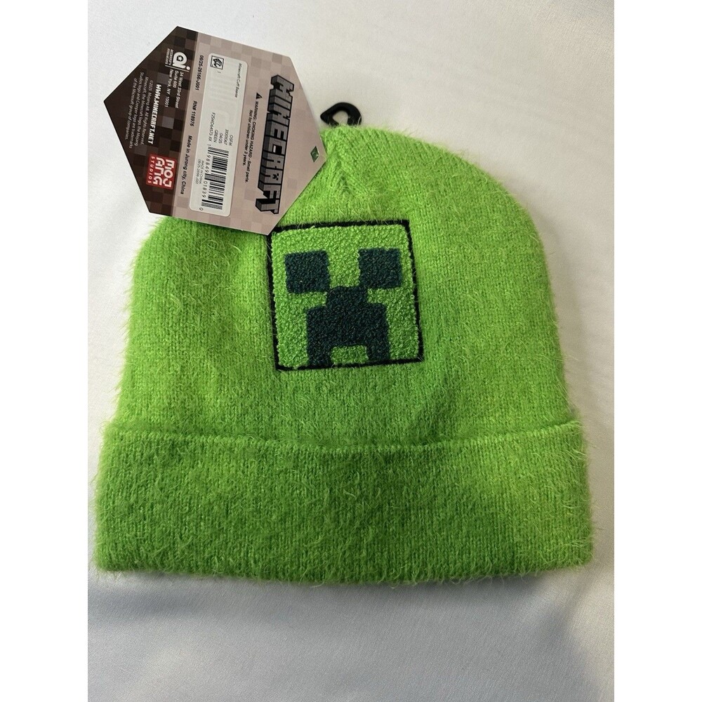 Minecraft Creeper Knit Beanie Hat Green, Mojang Microsoft Winter Hat